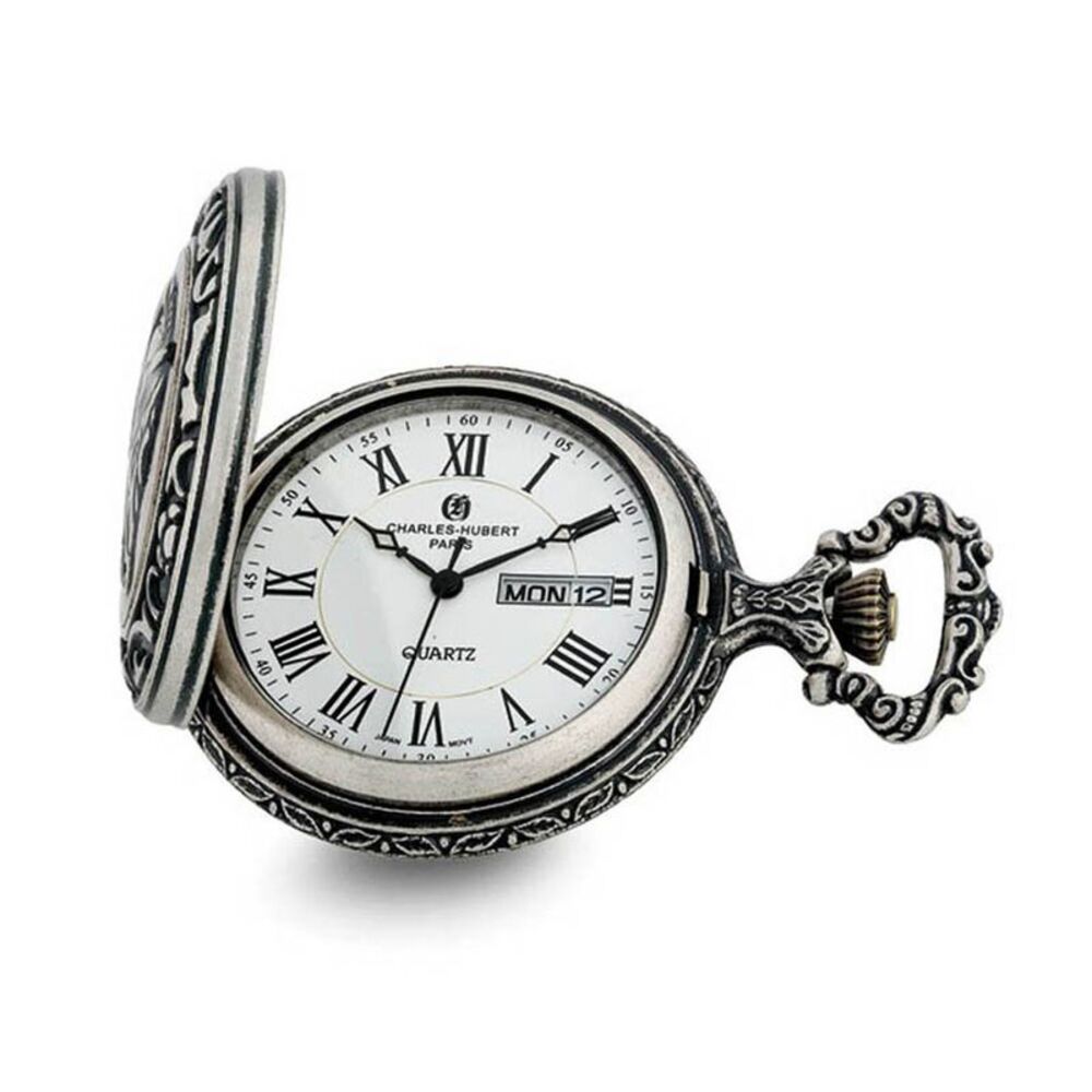 Charles Hubert Antique Chrome Finish Sailing Ship Pocket Watch